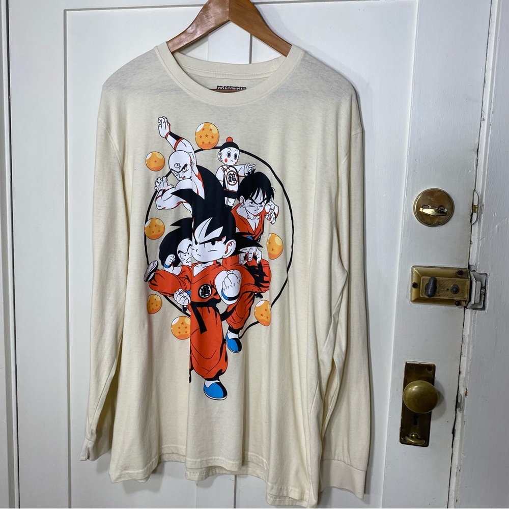 Dragon Ball Z Light Beige Cream Long Sleeve Graphic T-Shirt XXL